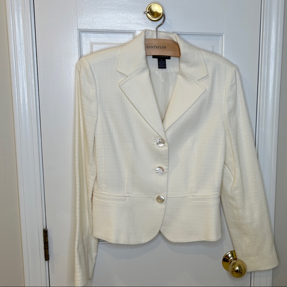 Ann Taylor Jackets & Blazers - Ann Taylor Cream Blazer with Silver Buttons